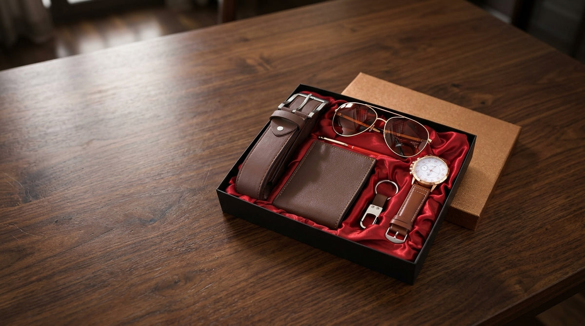 🎁 Luxury Men’s Gift Set – Premium Wallet, Watch, Belt & More