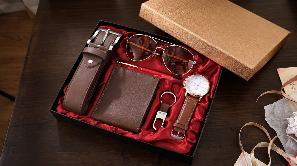 🎁 Luxury Men’s Gift Set – Premium Wallet, Watch, Belt & More